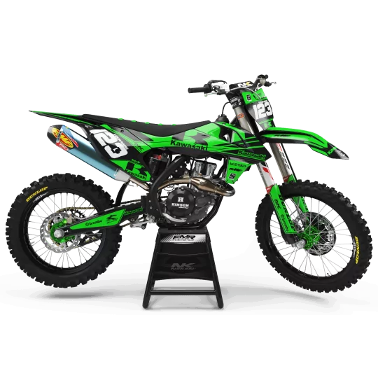 STICKERSET moto Stickerset MOTOCROSS kawasaki FACTORY Neken zwart|groen (ref:prda32b)