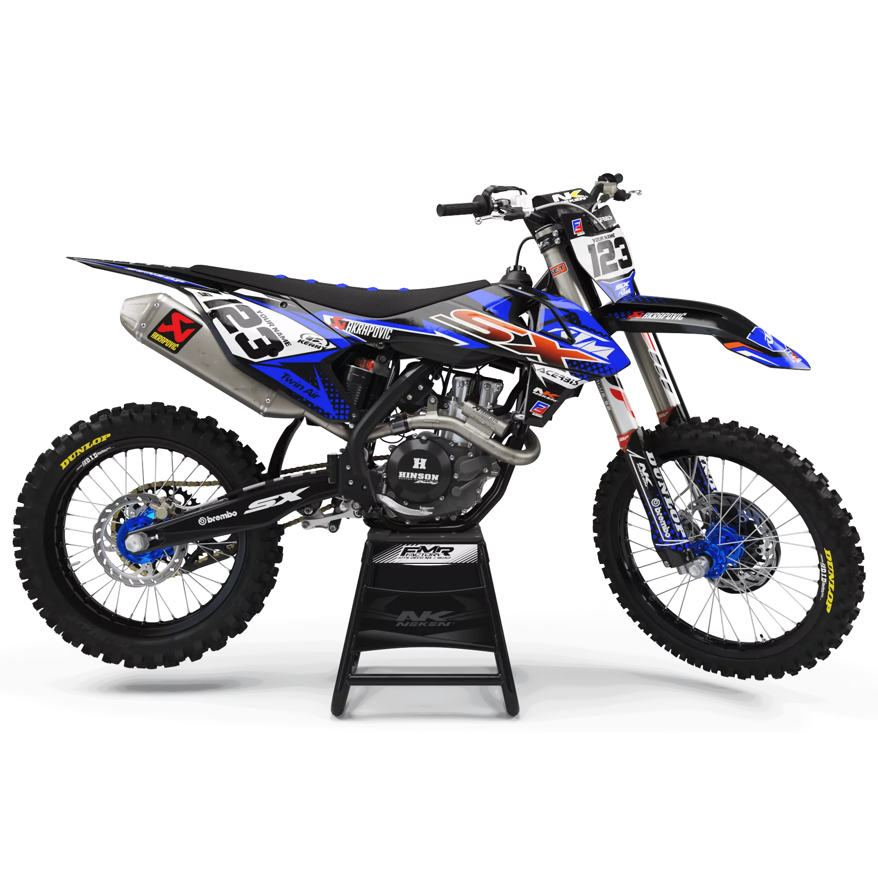 Kit adhesivos moto KIT ADHESIVOS Motocross KTM FACTORY ENERGY azul/naranja (ref:prda33c2)