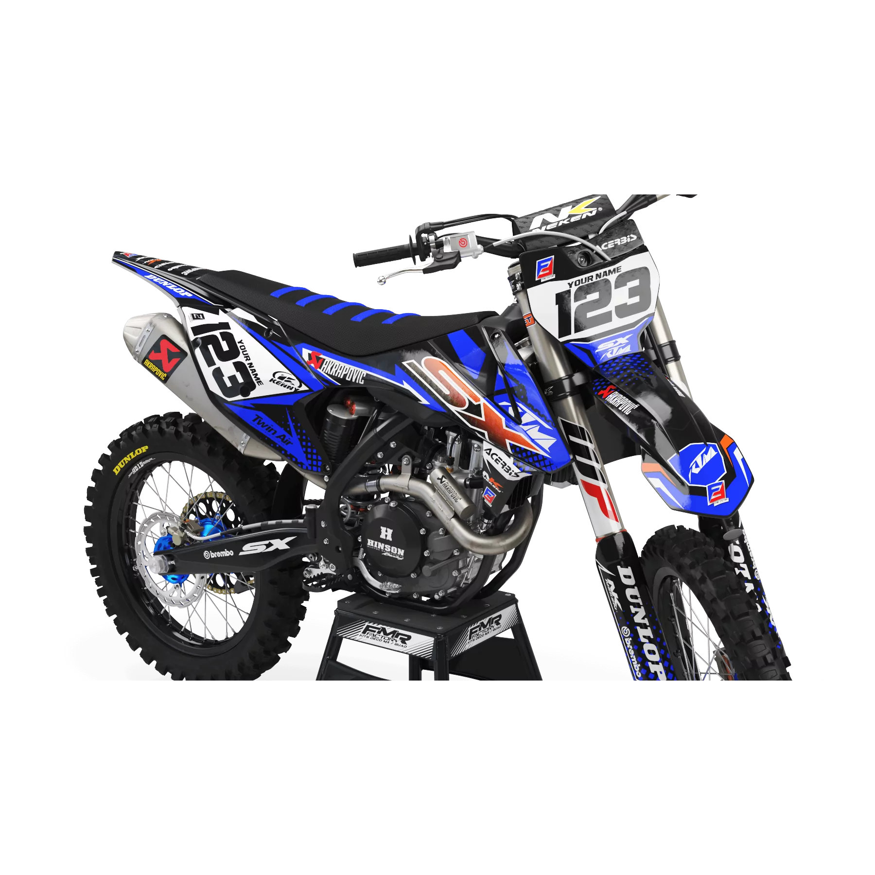 Kit adhesivos moto KIT ADHESIVOS Motocross KTM FACTORY ENERGY azul/naranja (ref:prda33c2)