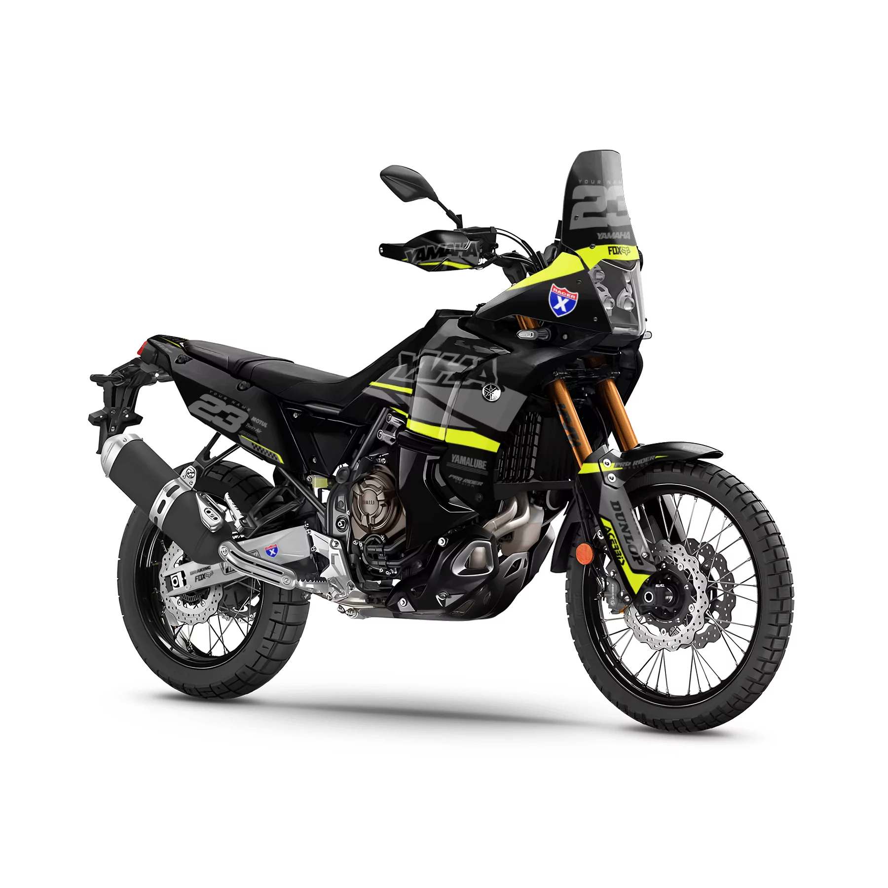 Stickerset moto Stickerset Yamaha Ténéré 700 "Speed Blocks NEON" gepersonaliseerd – ProRider Design