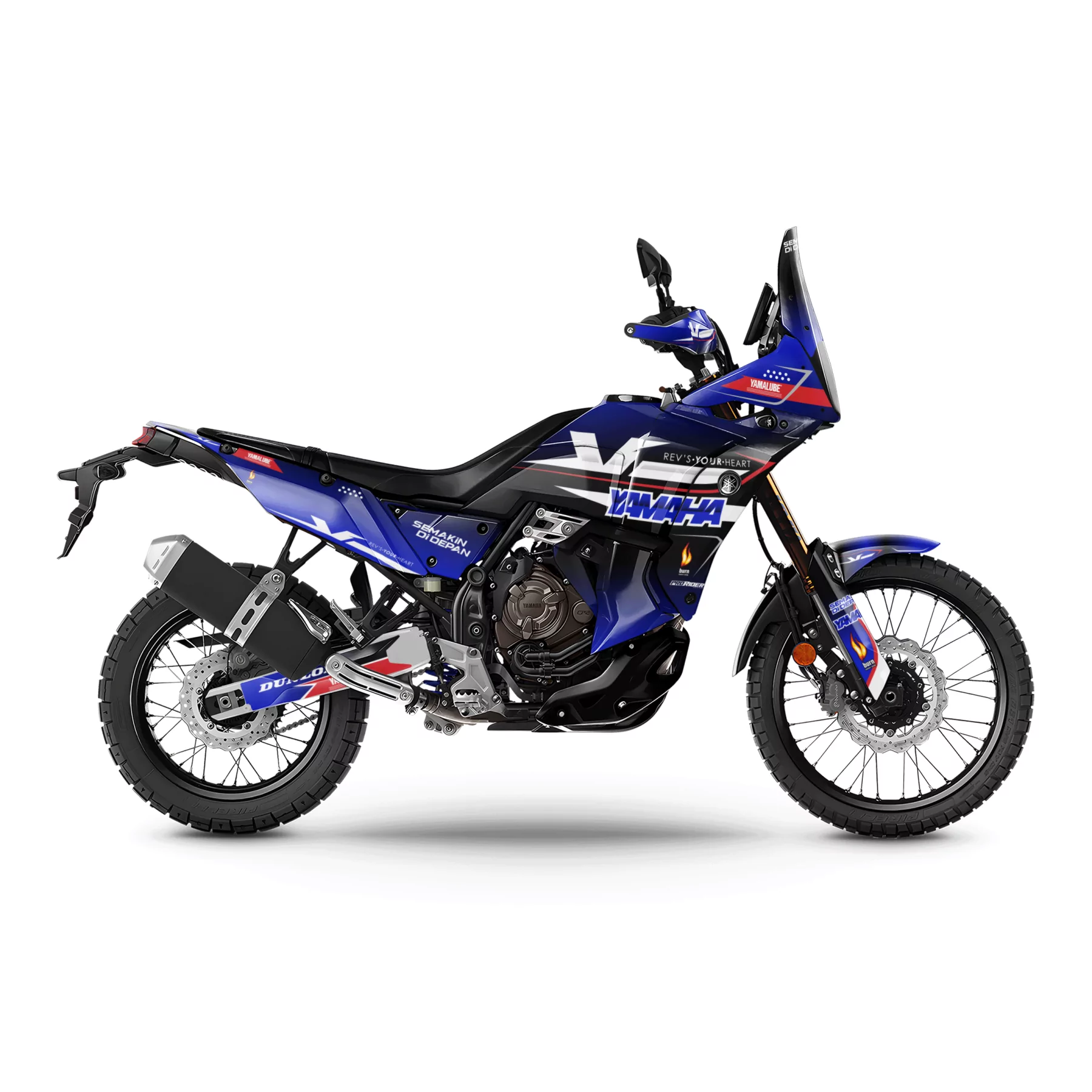 Stickerset moto Stickerset Yamaha Ténéré 700 "Fire Power" gepersonaliseerd – ProRider Design