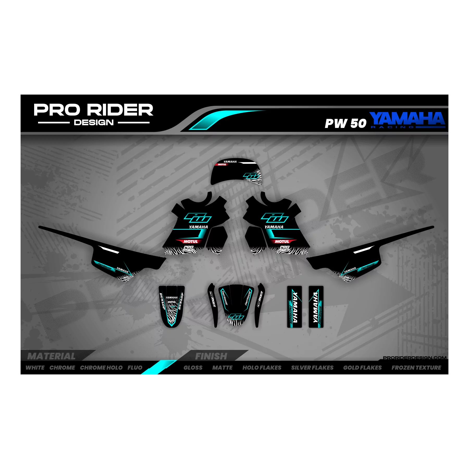 Kit adhesivos moto KIT ADHESIVOS Motocross YAMAHA YZ YZF... MOTUL BLACK/TEAL