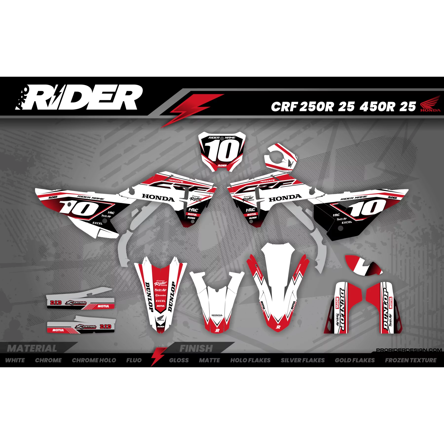 Kit adesivos moto Kit adesivos Motocross HONDA WHITE HRC LINE