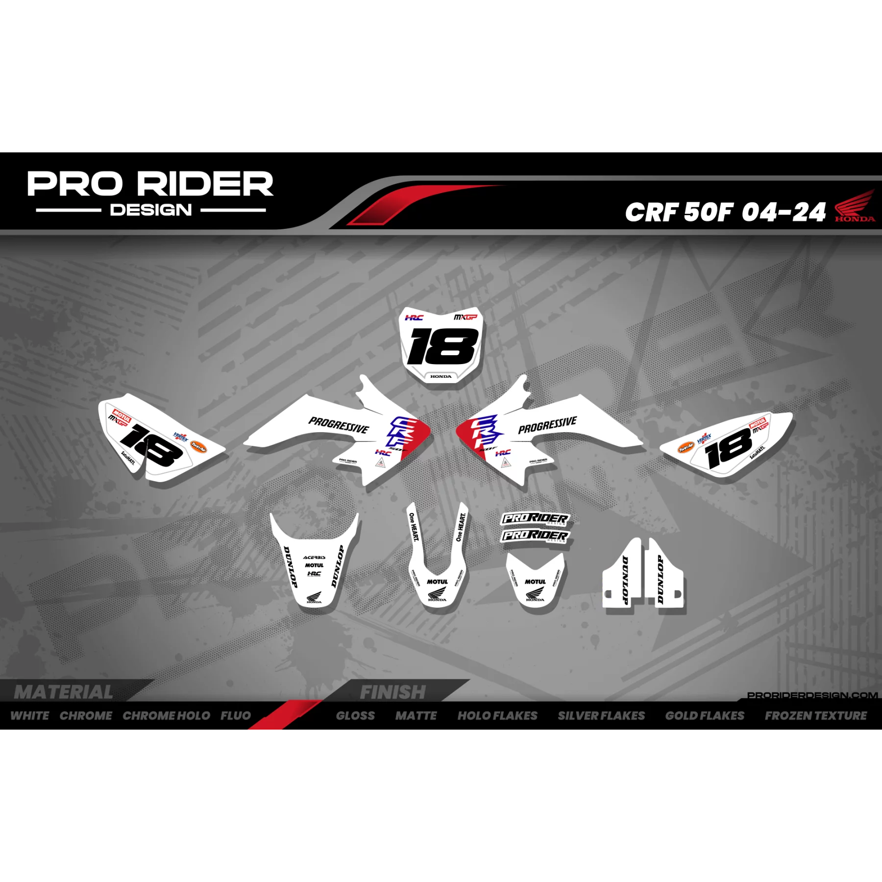 Kit Adesivos moto KIT ADESIVOS MINI Motocross HONDA HRC SMX Team PROGRESSIVE | WHITE