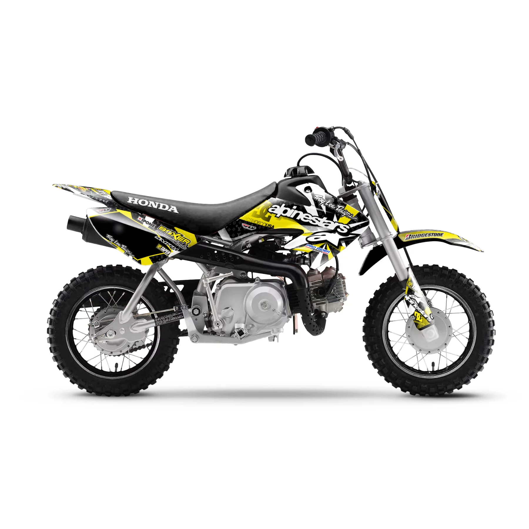 Kit Adesivos moto KIT ADESIVOS MINI Motocross HONDA | ALPINESTARS YELLOW