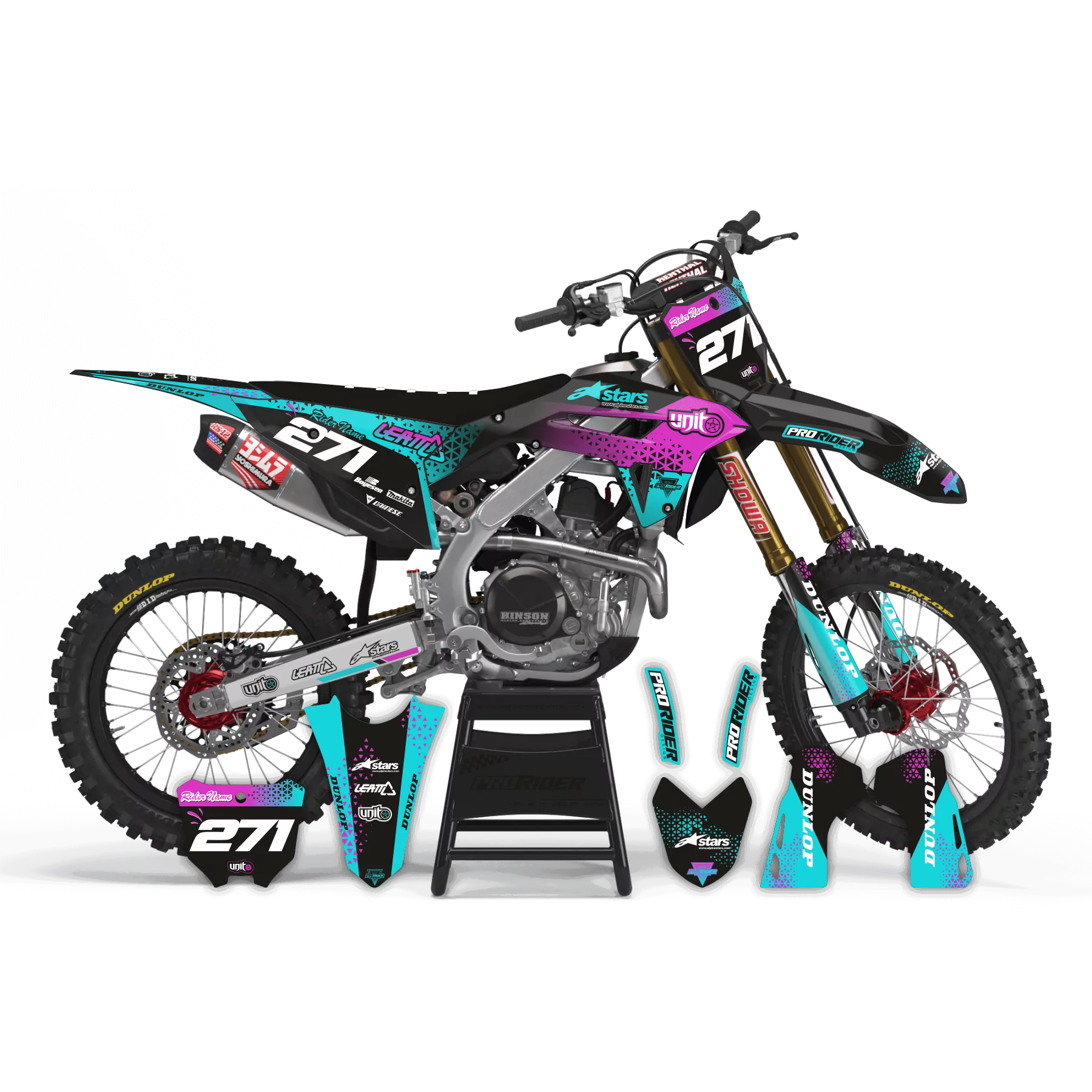 Kit adesivos moto KIT ADESIVOS Motocross PERSO UNIT BLACK