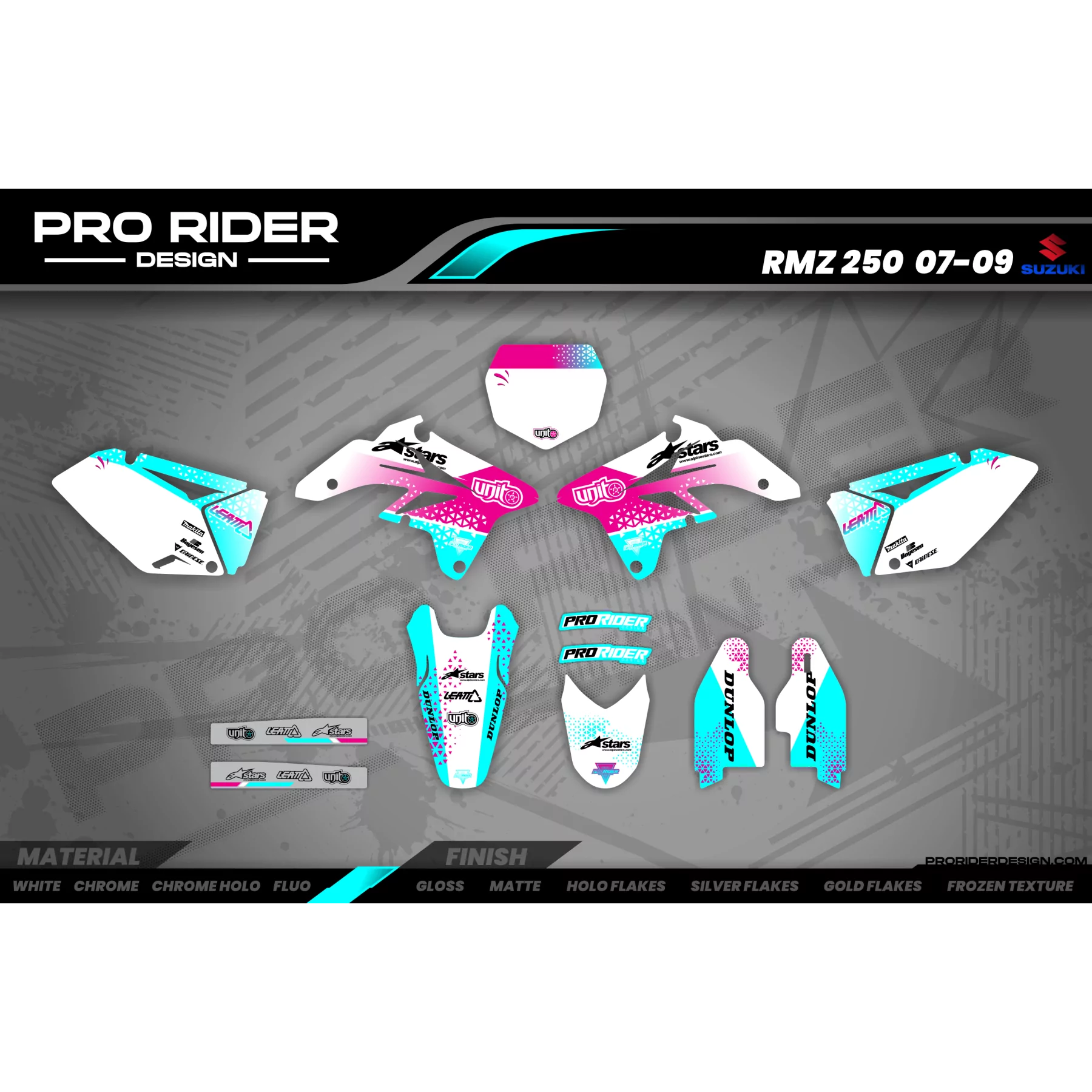 Moto stickerset STICKERSET Motocross PERSO UNIT WHITE