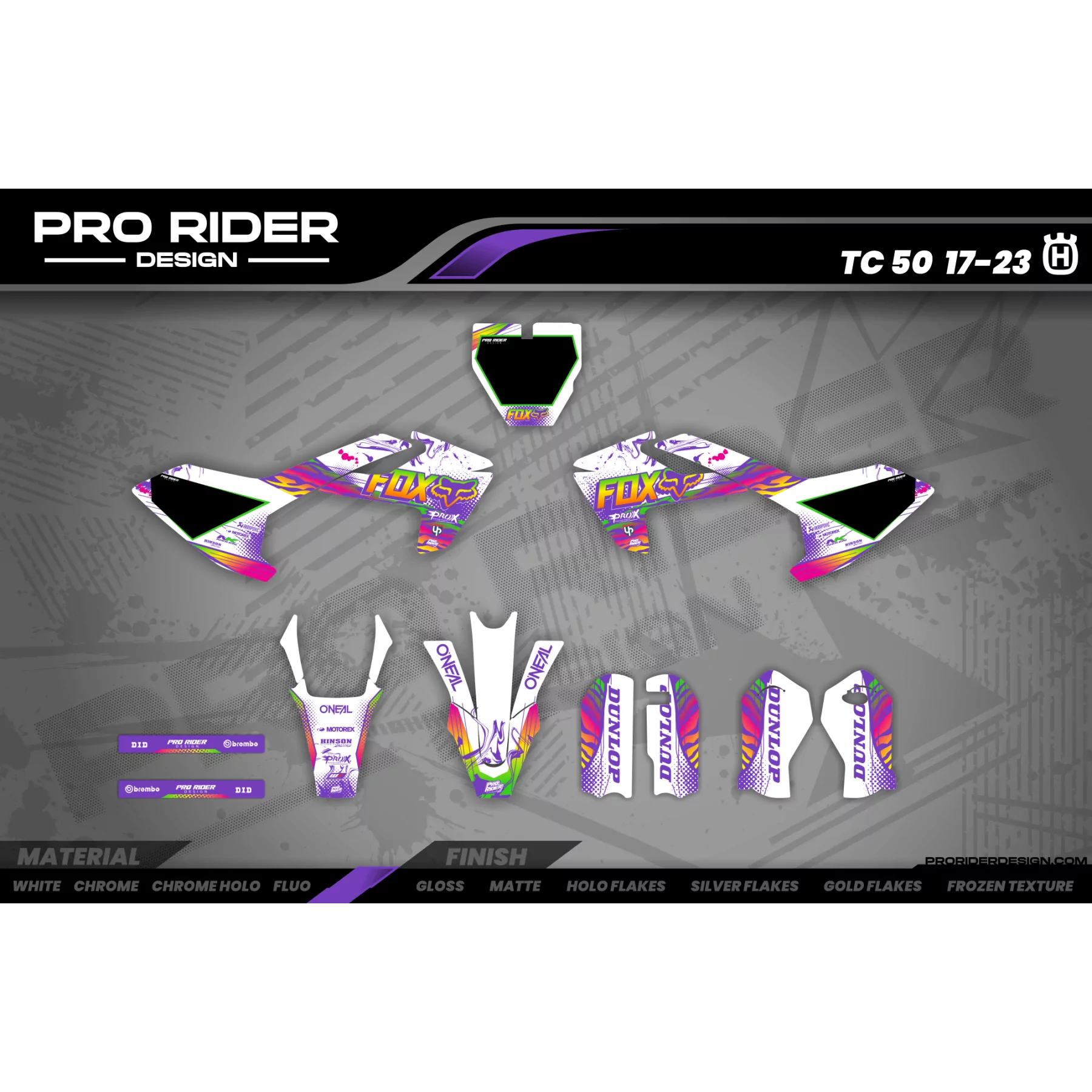 Kit adesivos moto Kit adesivos personalizável - RAINBOW PURPLE