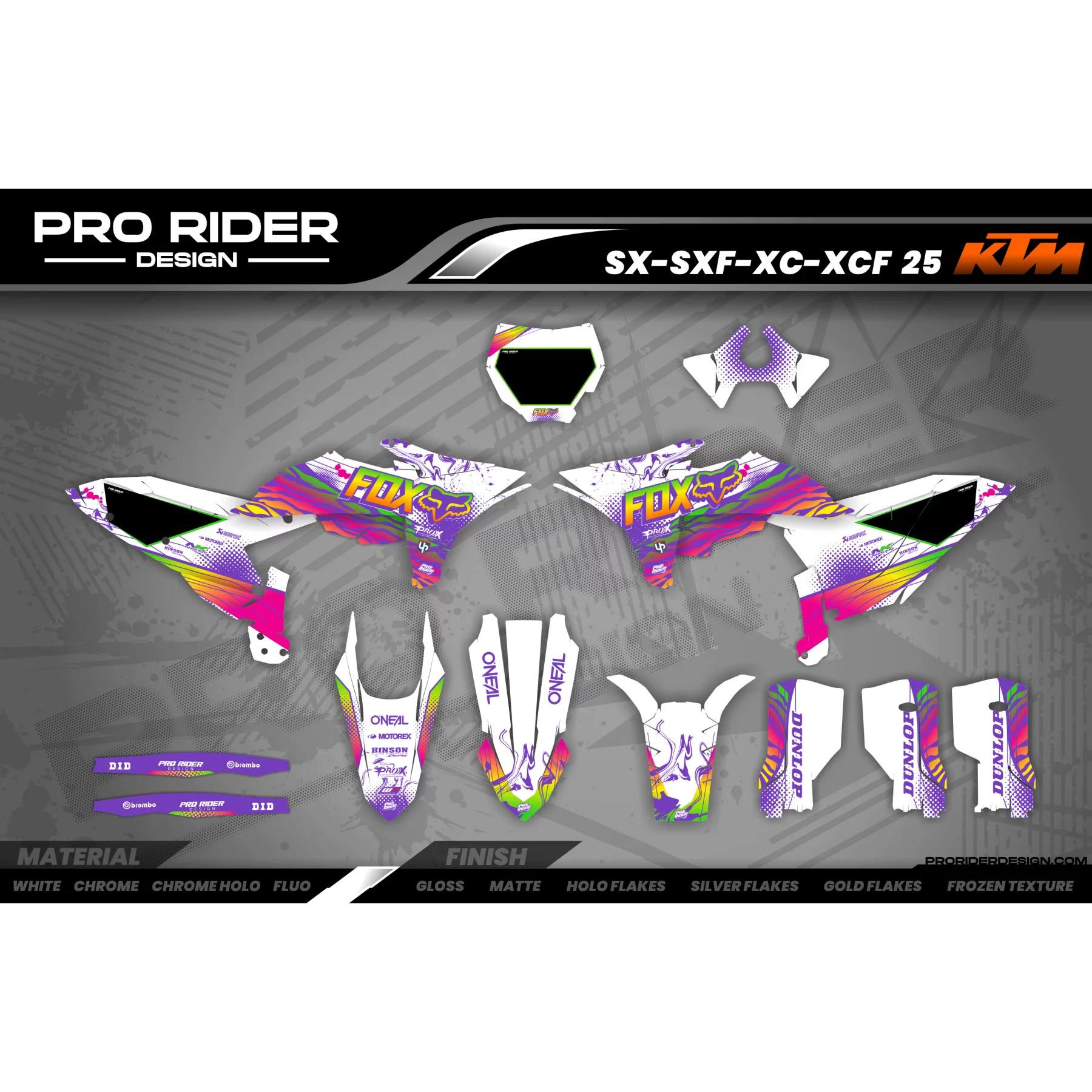 Kit adesivos moto Kit adesivos personalizável - RAINBOW PURPLE