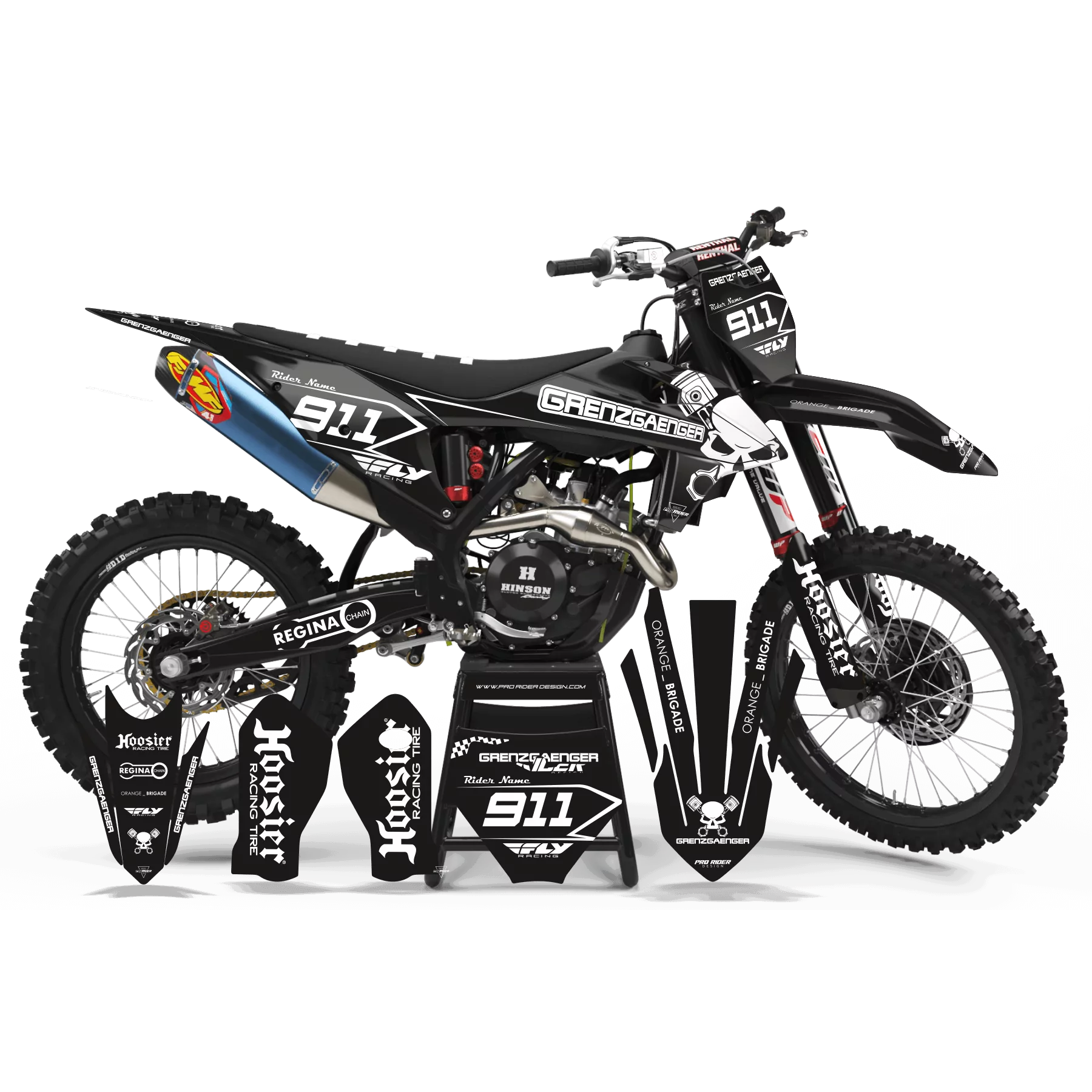 Kit adesivos moto KIT ADESIVOS Motocross PERSO GRENZGAENGER BLACK
