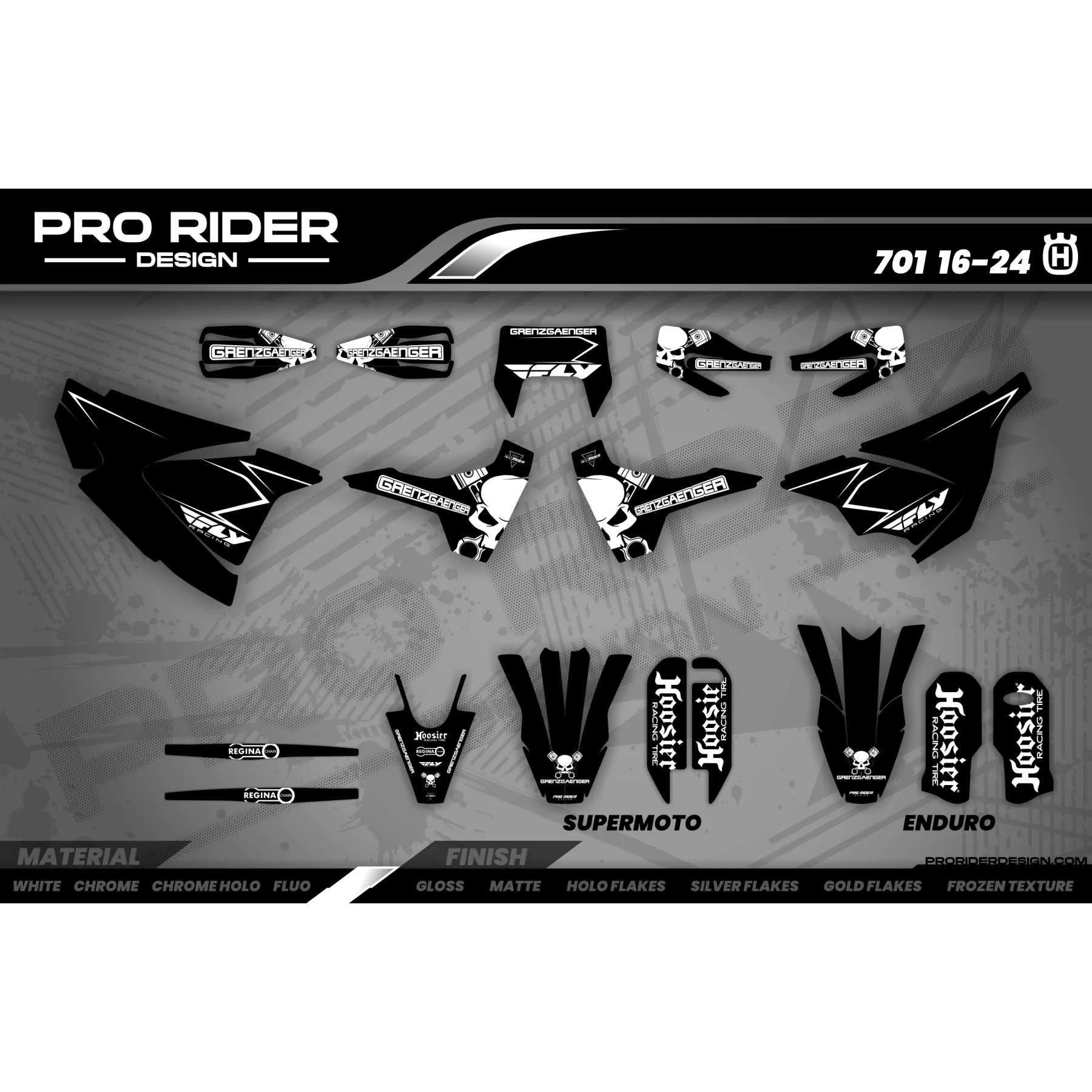 Kit adesivos moto KIT ADESIVOS Motocross PERSO GRENZGAENGER BLACK
