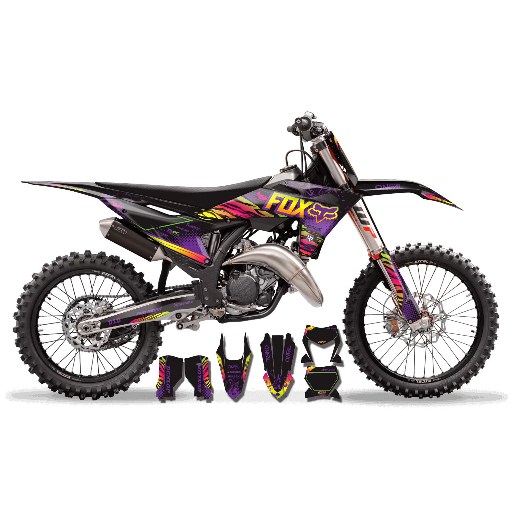 Kit déco moto Kit déco personnalisable - RAINBOW BLACK PURPLE!