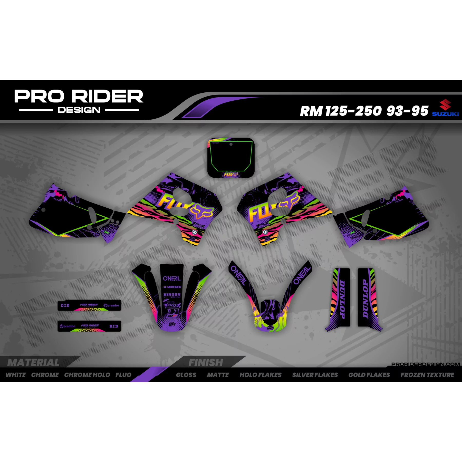 Kit déco moto Kit déco personnalisable - RAINBOW BLACK PURPLE!