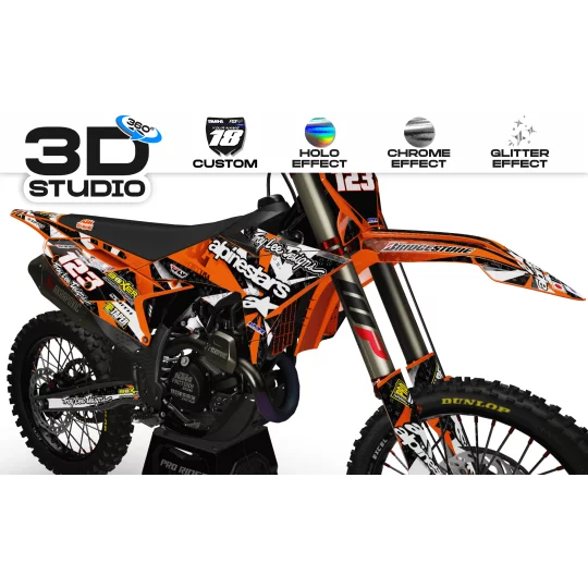 Kit adesivos moto KIT ADESIVOS Motocross PERSO MOTOCROSS ALPINESTARS laranja (ref:prda4f) 3D