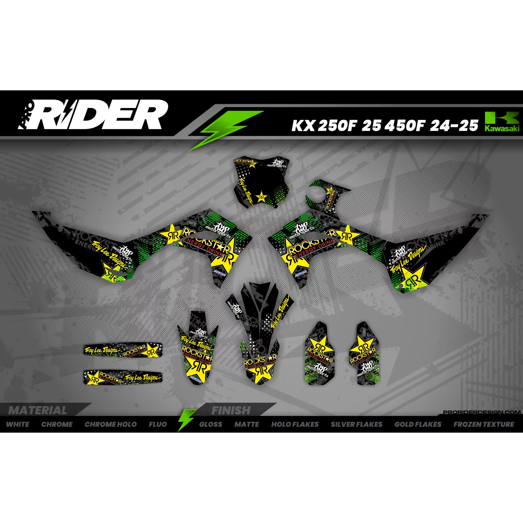 Motorcycle graphics GRAPHICS MOTOCROSS PERSO  ROCKSTAR ENERGY green (ref:prda16b)