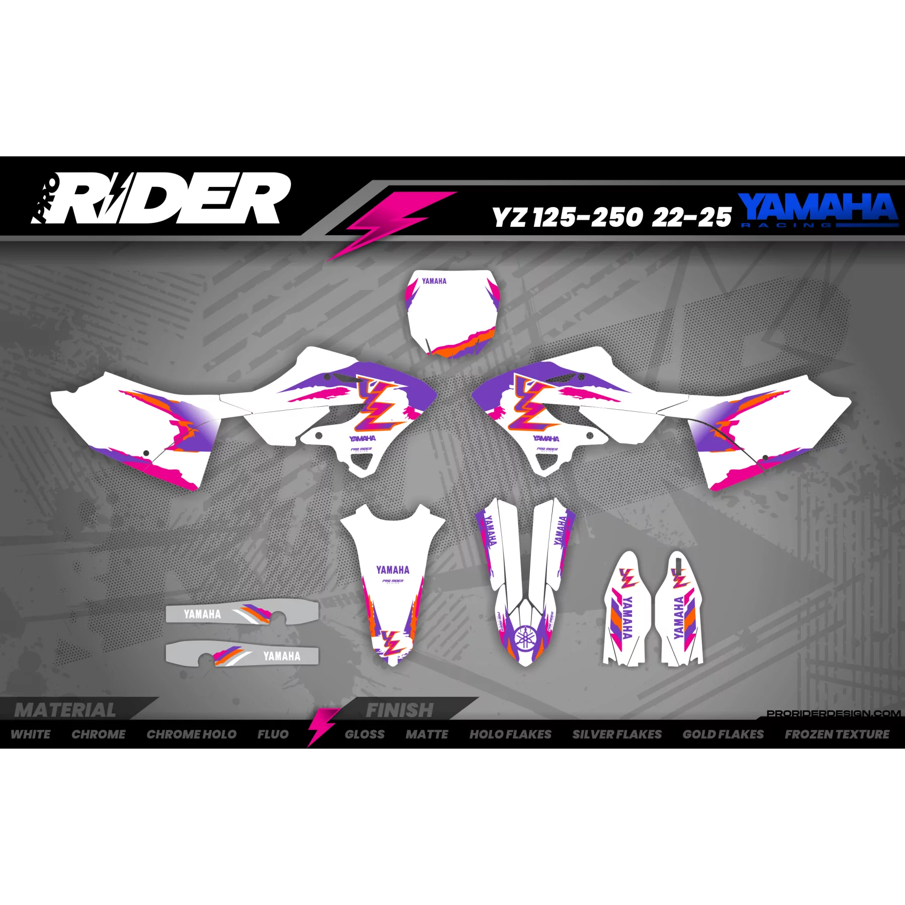 Stickerset moto Stickerset Motocross YAMAHA 93th White