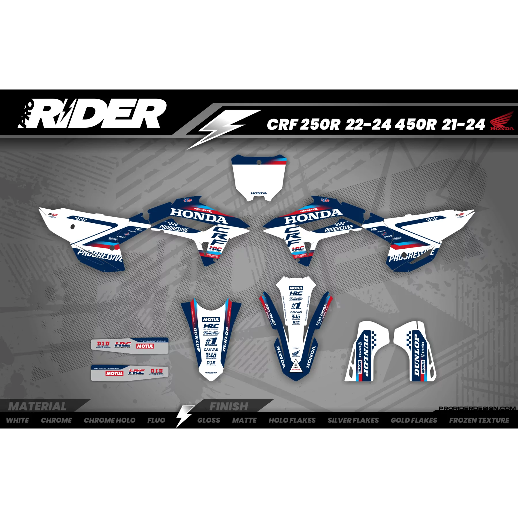 grafiche moto GRAFICHE Motocross HONDA TEAM HRC PROGRESSIVE | BLUE & WHITE