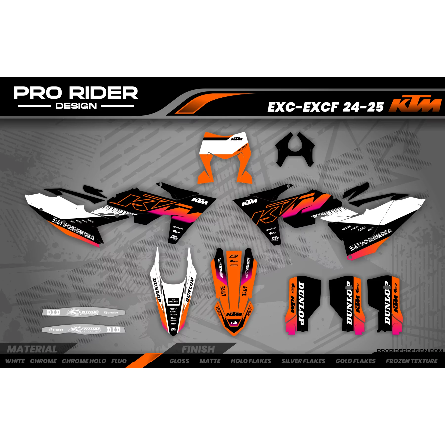 Stickerset moto Stickerset Motocross KTM persoonlijk - VORTEX