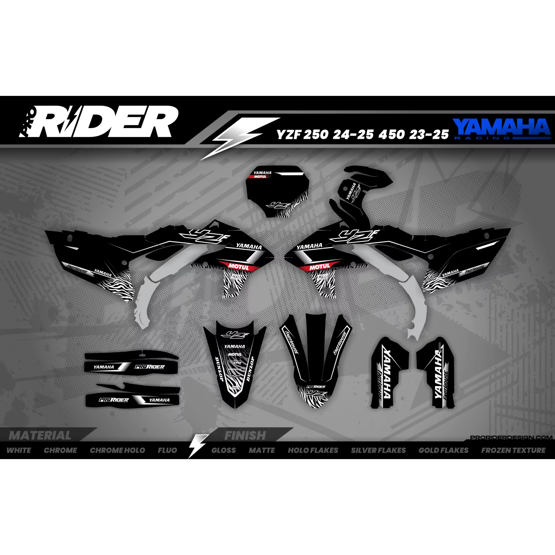 Dekor Motorrad Dekor Motocross YAMAHA YZ YZF... MOTUL BLACK/WHITE