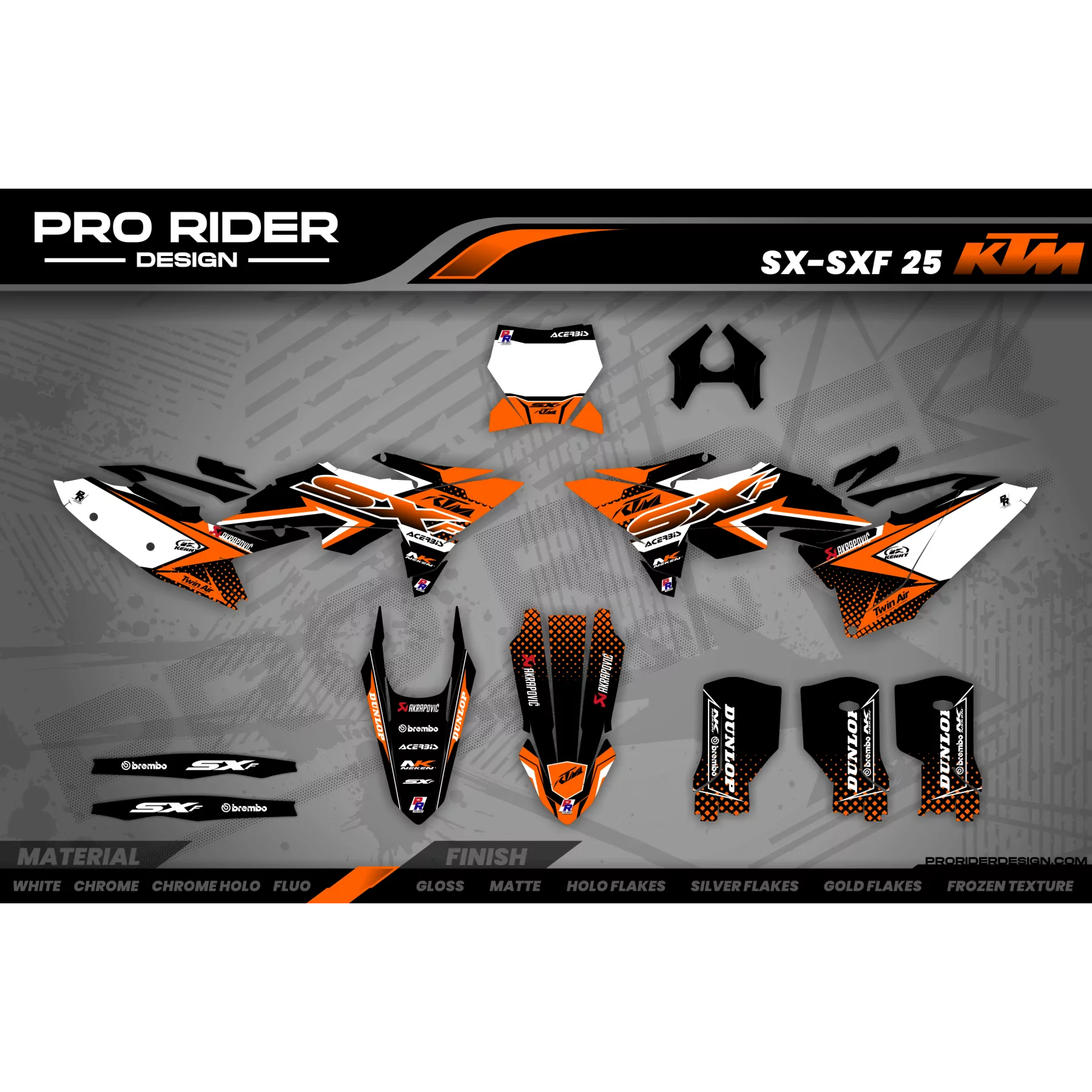 Stickerset moto STICKERSET Motocross KTM FACTORY ENERGY oranje (ref:prda33c)