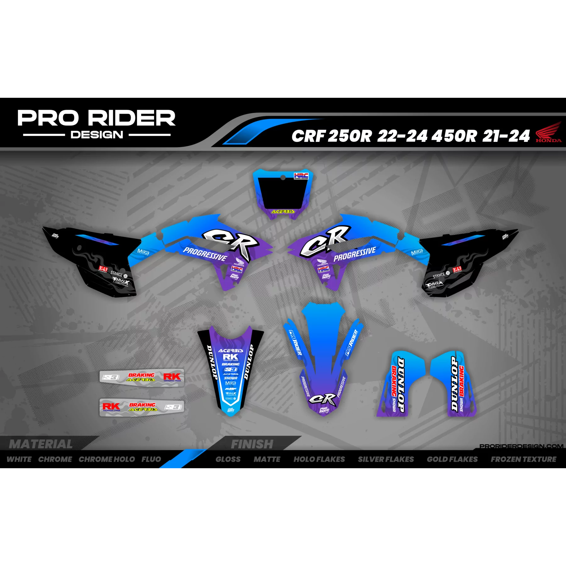 Kit adesivos moto KIT ADESIVOS Motocross HONDA PROGRESSIVE