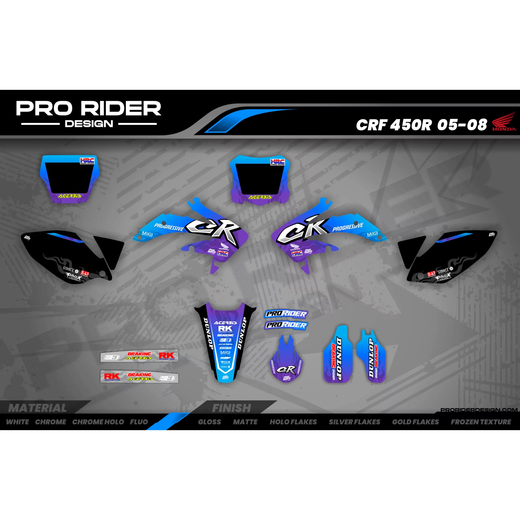 Kit adesivos moto KIT ADESIVOS Motocross HONDA PROGRESSIVE