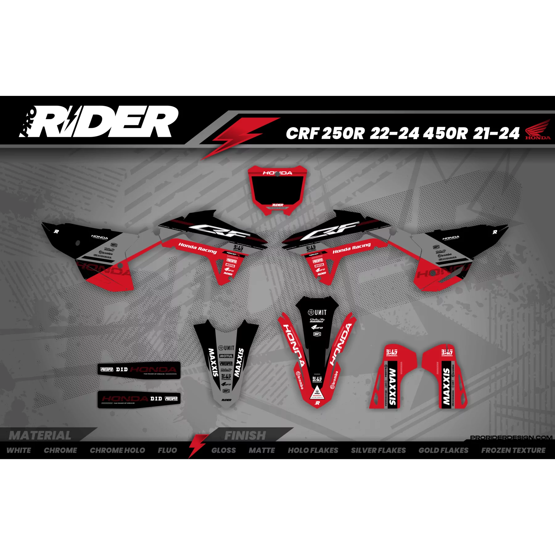 Kit adesivos moto KIT ADESIVOS MOTOCROSS HONDA RED RIPPER
