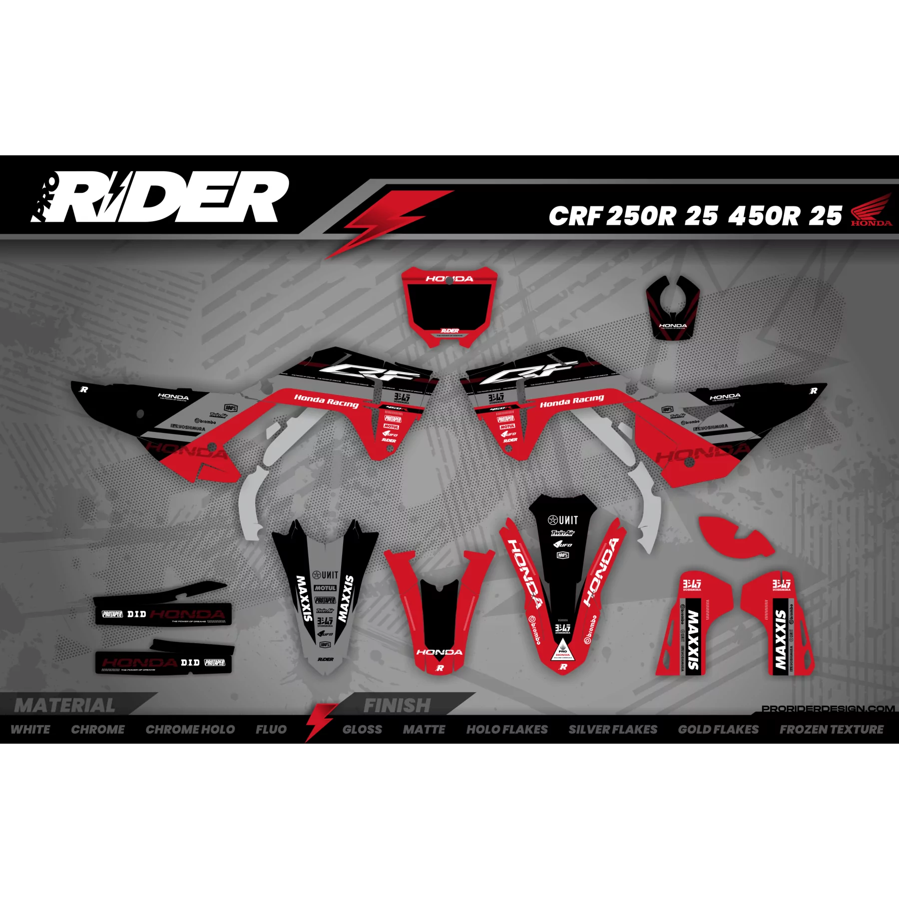 Kit adesivos moto KIT ADESIVOS MOTOCROSS HONDA RED RIPPER
