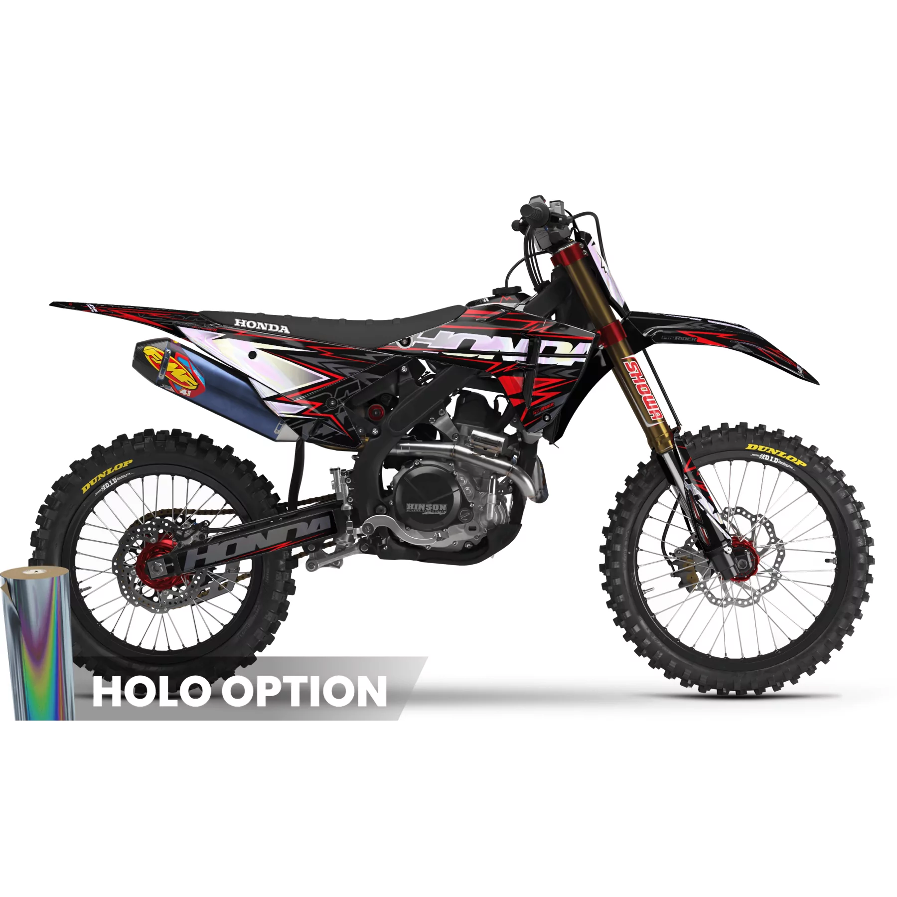 Kit adesivos moto KIT ADESIVOS MOTOCROSS HONDA W-RED BOLD EFFECT