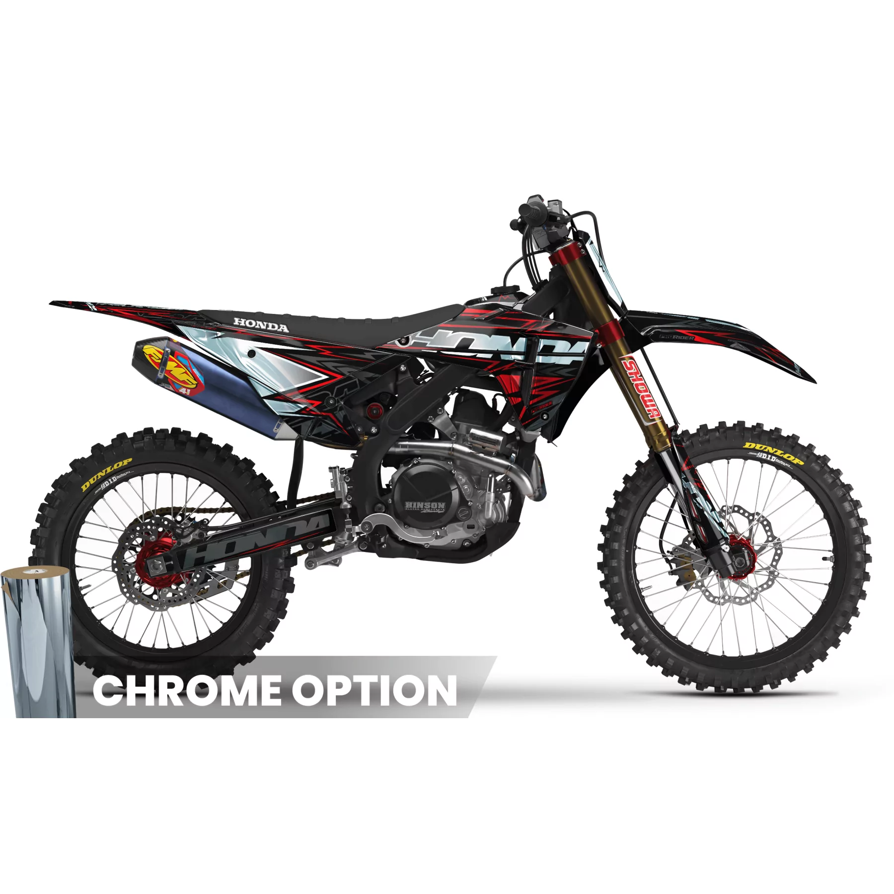 Stickerset moto STICKERSET MOTOCROSS HONDA W-RED BOLD EFFECT