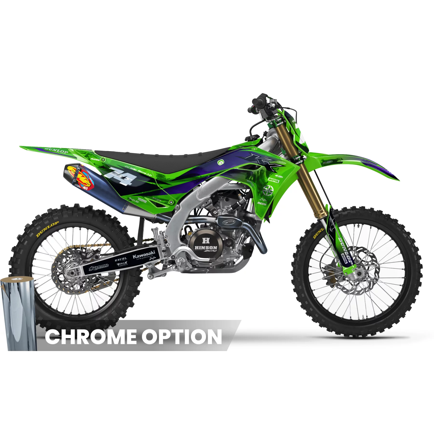 Kit adhesivos moto KIT ADHESIVOS MOTOCROSS KAWASAKI RACESPEC PURPLE