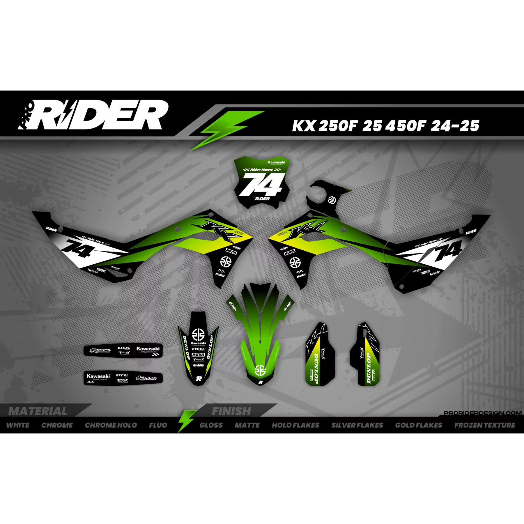 Stickerset moto Stickerset MOTOCROSS KAWASAKI RACESPEC