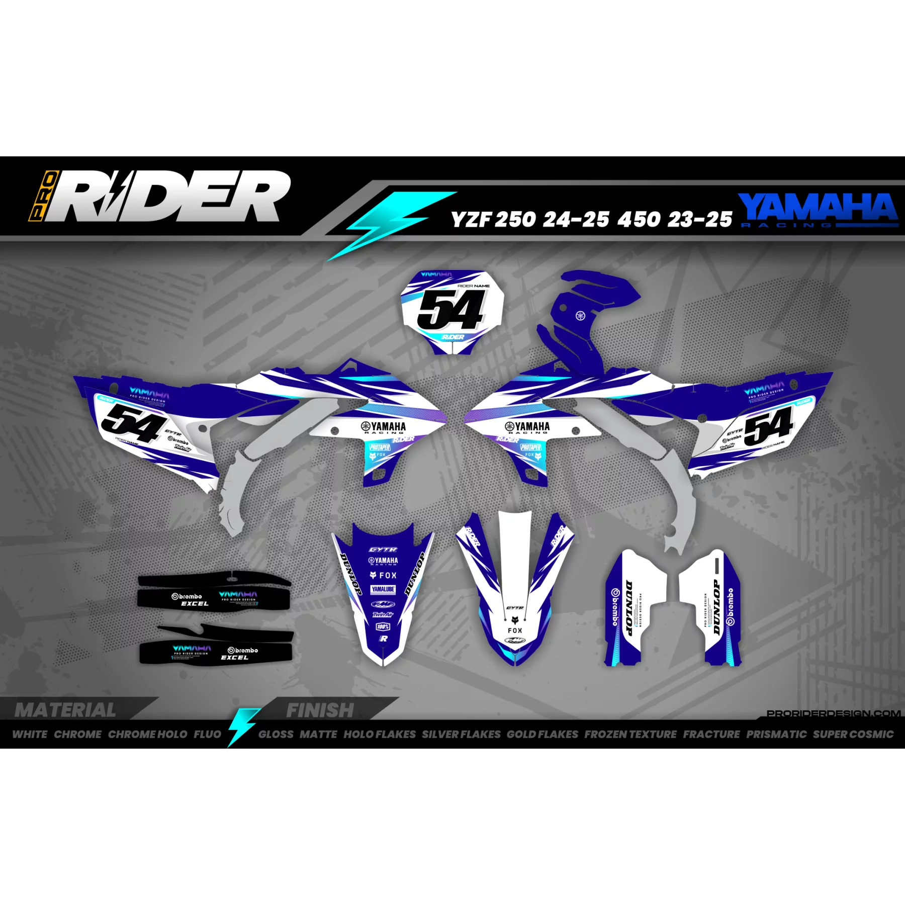 Kit adesivos moto Kit adesivos MOTOCROSS YAMAHA YZ/YZF/WRF IMPULSE BLUE
