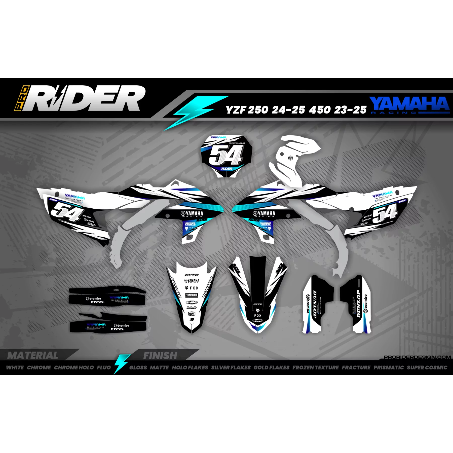Stickerset motor STICKERSET MOTOCROSS YAMAHA YZ/YZF/WRF IMPULSE WHITE