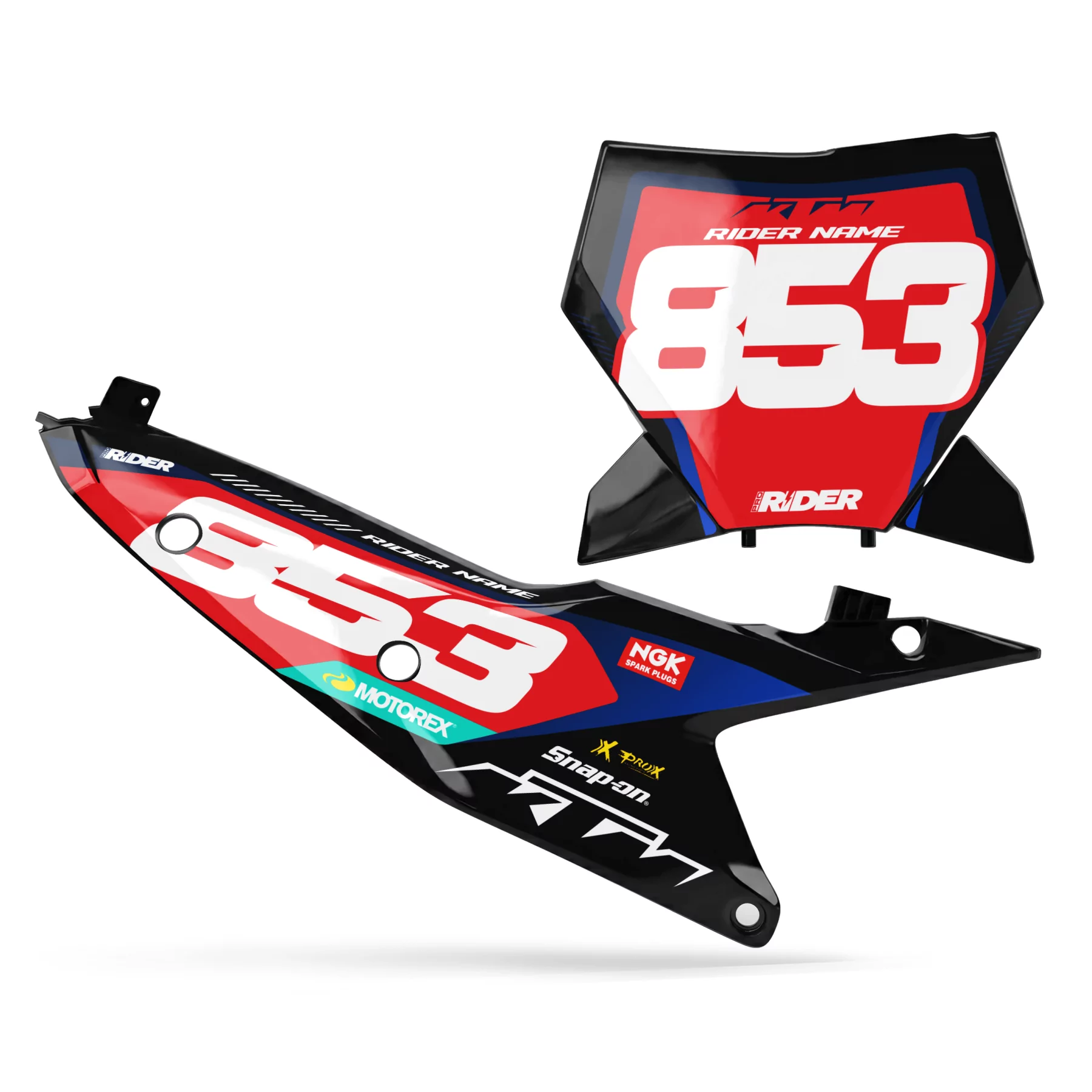 Stickerset moto STICKERSET FONDS DE PLAQUES PERSO KTM FLARE