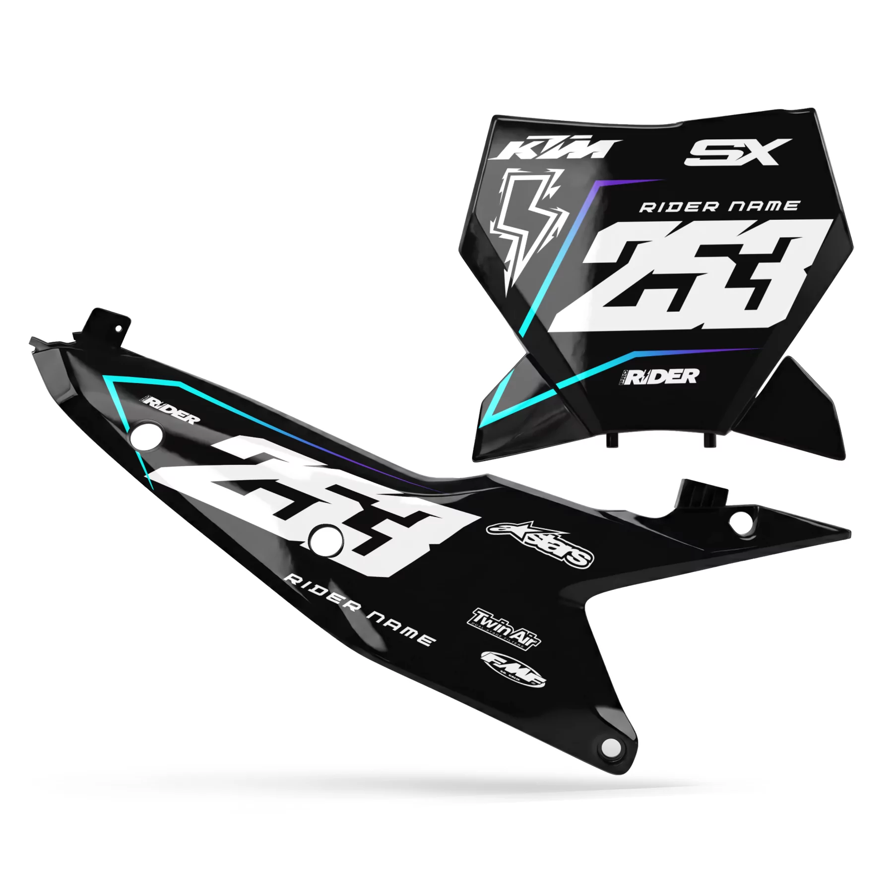 Stickerset moto STICKERSET FONDS DE PLAQUES PERSO KTM BLEND