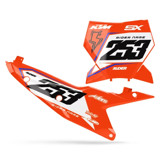 STICKERSET motor Stickerset NUMMERPLAATACHTERGRONDEN PERSO KTM RUSH