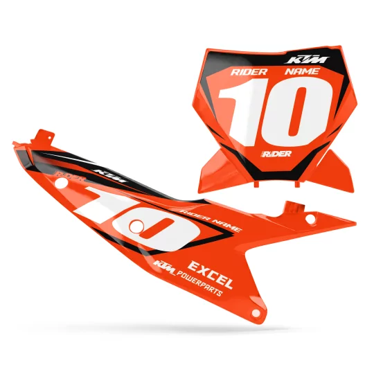 STICKERSET motor Stickerset NUMMERPLAATACHTERGRONDEN PERSO KTM FLASH