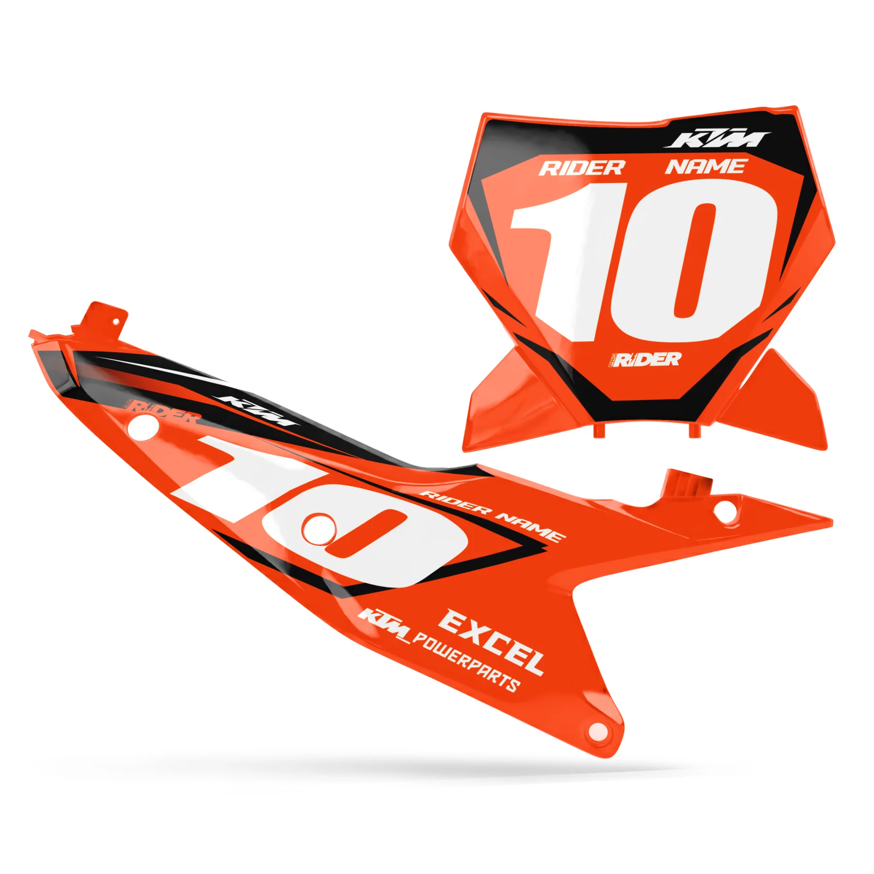 STICKERSET motor Stickerset NUMMERPLAATACHTERGRONDEN PERSO KTM FLASH