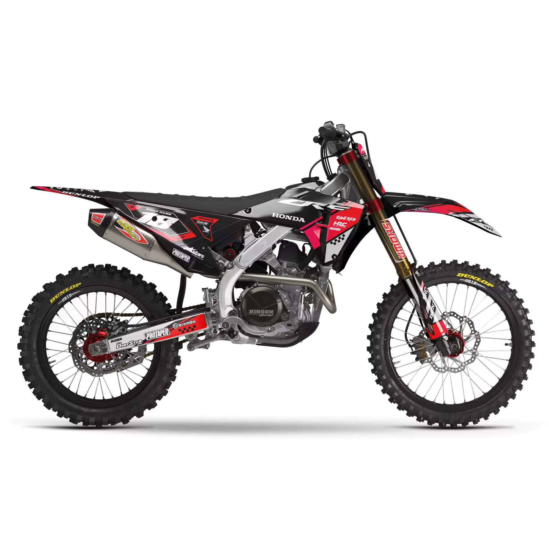 Stickerset moto STICKERSET MOTOCROSS HONDA BLACK PERFORMANCE