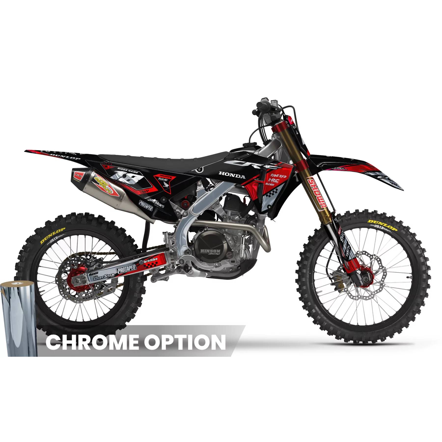 Kit adesivos moto KIT ADESIVOS MOTOCROSS HONDA BLACK PERFORMANCE