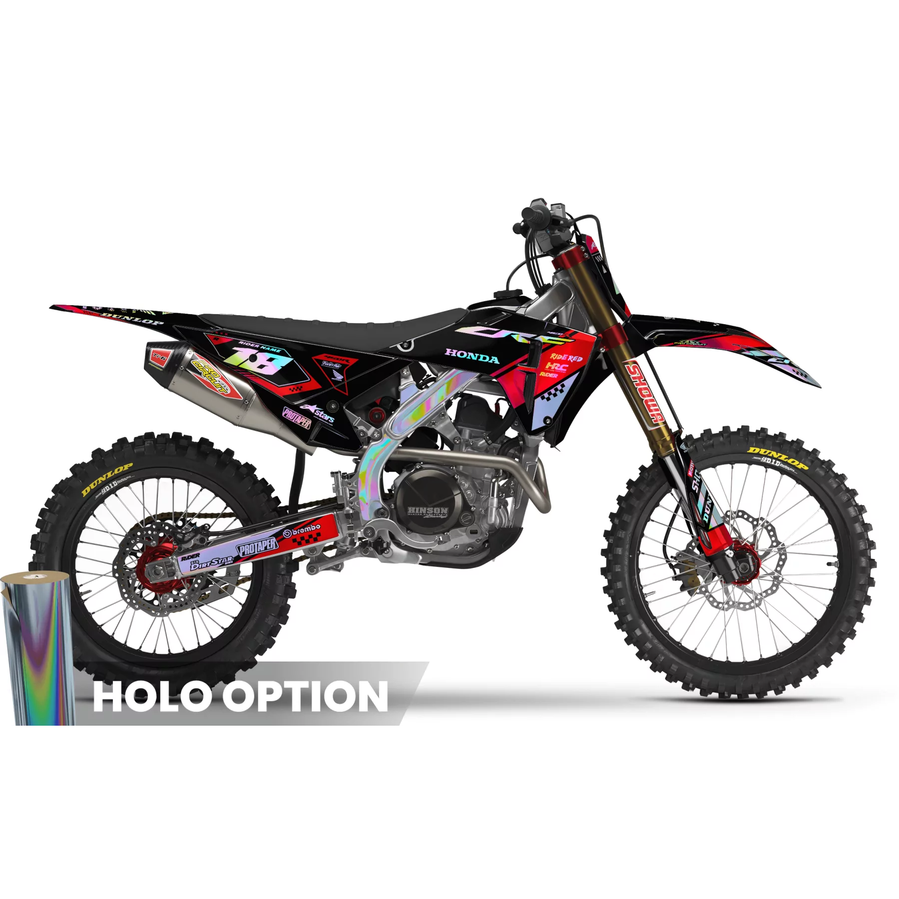 Stickerset moto STICKERSET MOTOCROSS HONDA BLACK PERFORMANCE