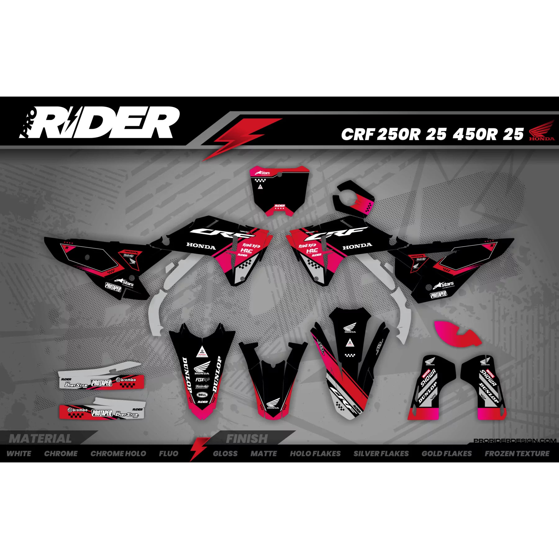 Stickerset moto STICKERSET MOTOCROSS HONDA BLACK PERFORMANCE