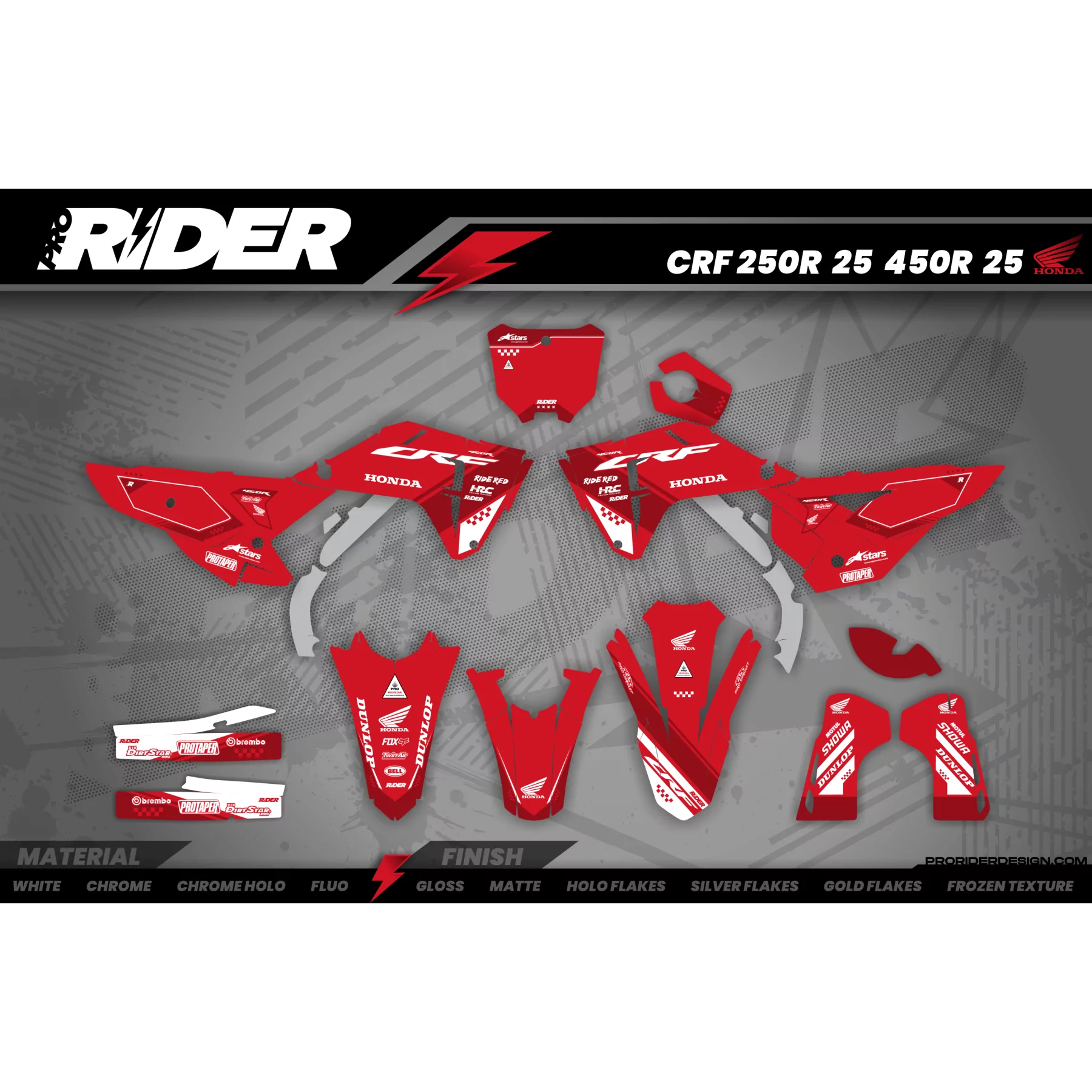 Kit adesivos moto KIT ADESIVOS MOTOCROSS HONDA RED PERFORMANCE