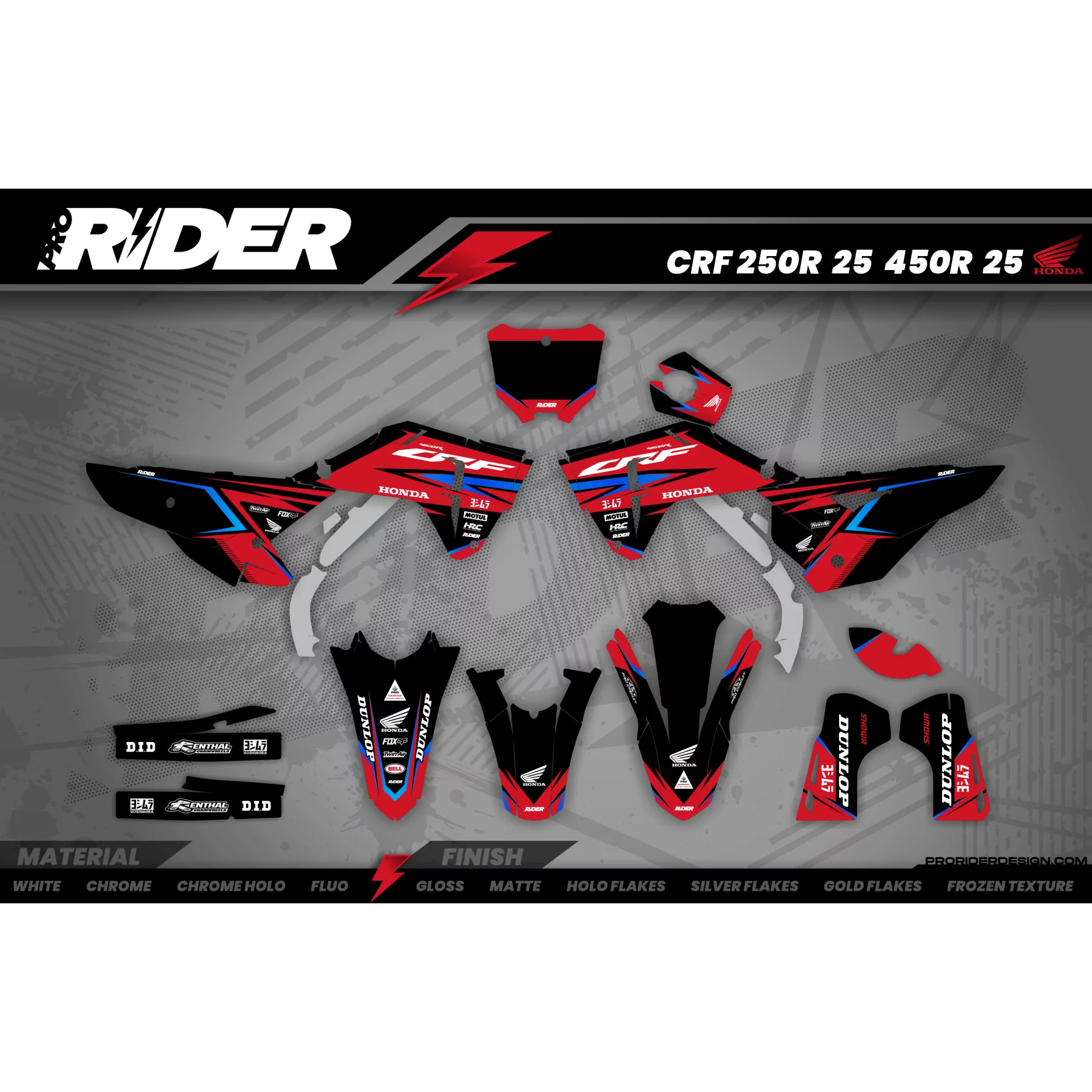 Kit adesivos moto KIT ADESIVOS MOTOCROSS HONDA RED RIFT