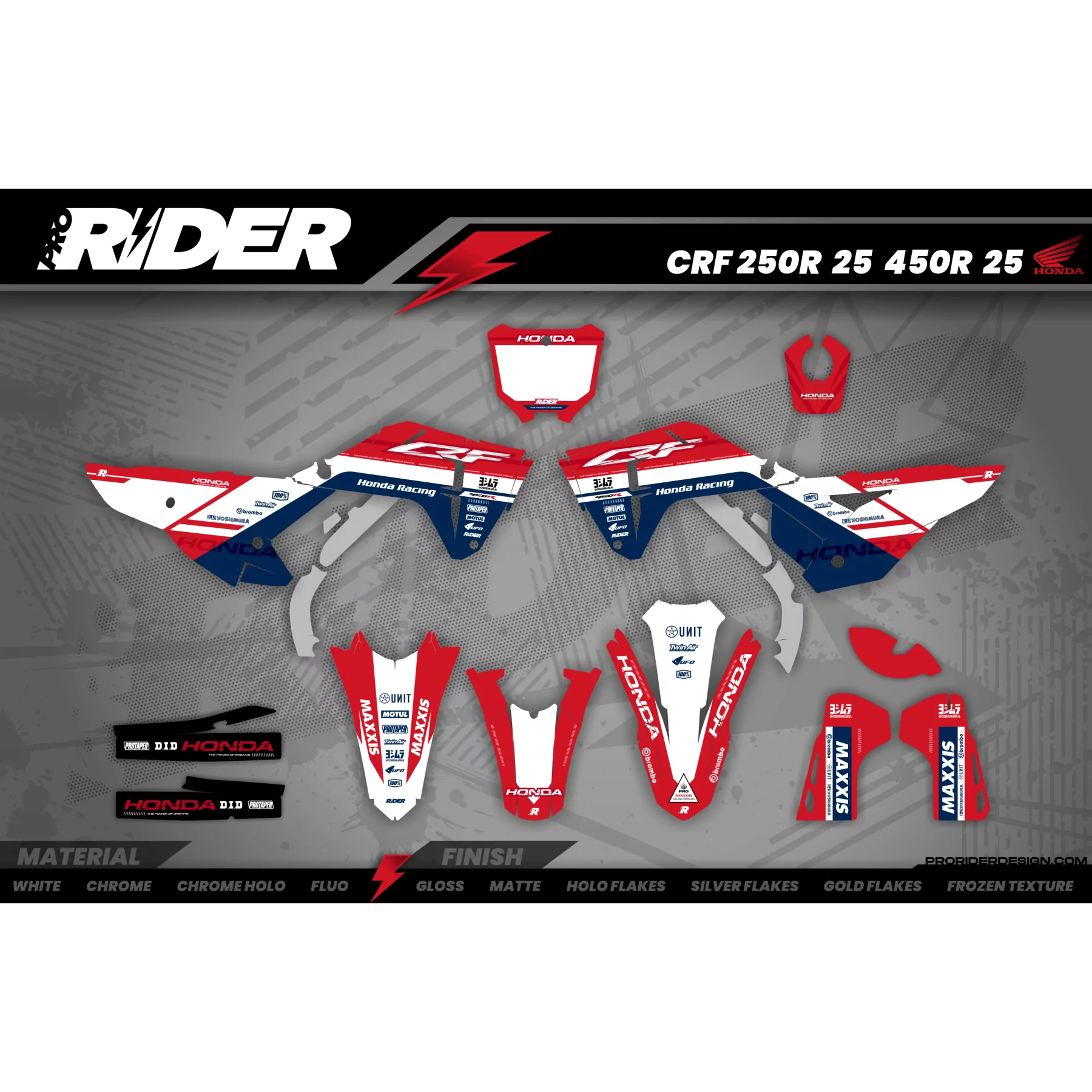 Kit adesivos moto KIT ADESIVOS MOTOCROSS HONDA CRASH