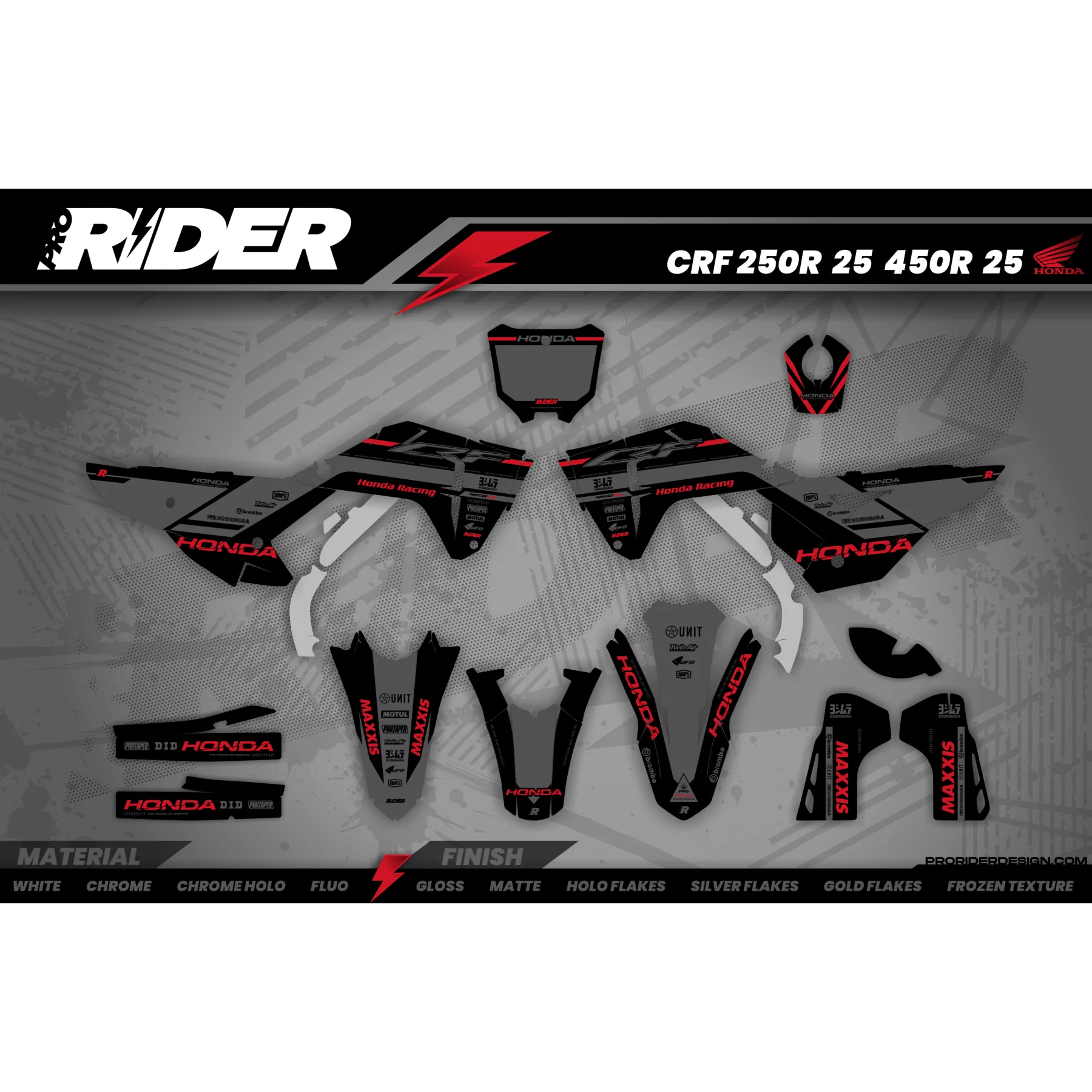 Kit adesivos moto KIT ADESIVOS MOTOCROSS HONDA BLACK CRASH