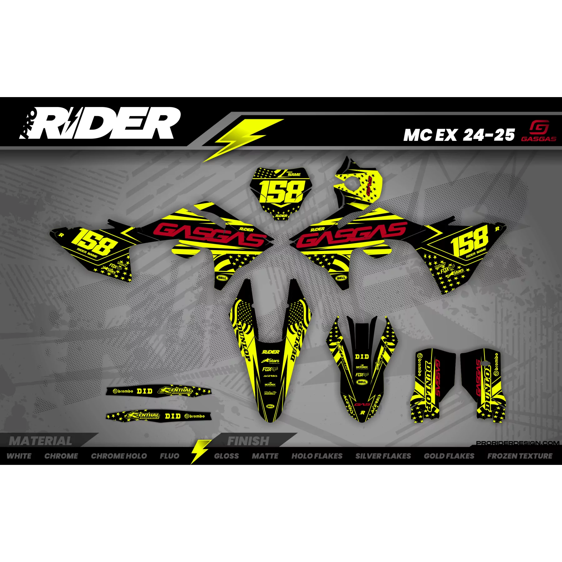 Kit adesivos moto Kit adesivos FLUO MOTOCROSS GASGAS DRIVE