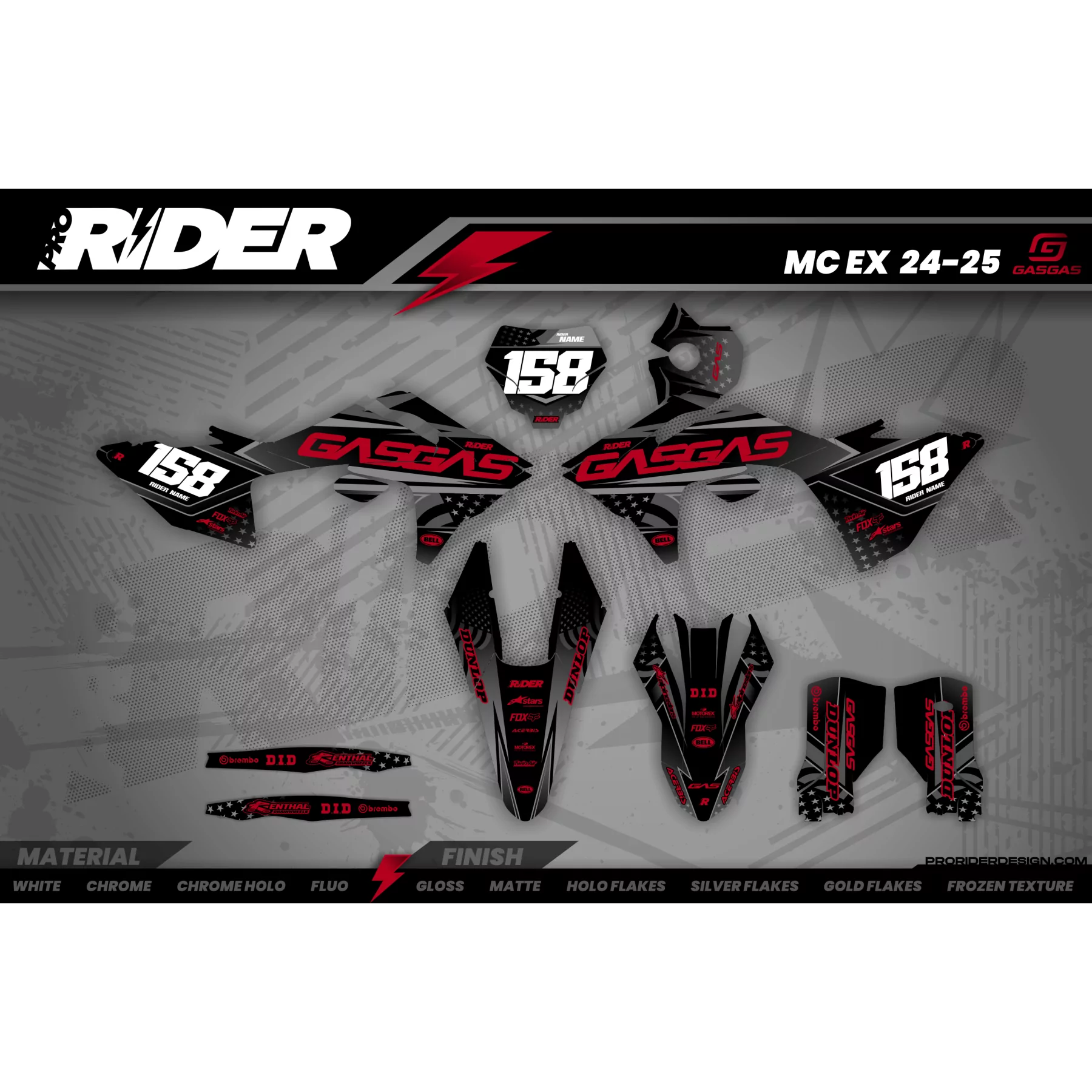 Kit adesivos moto Kit adesivos MOTOCROSS GASGAS BLACK DRIVE