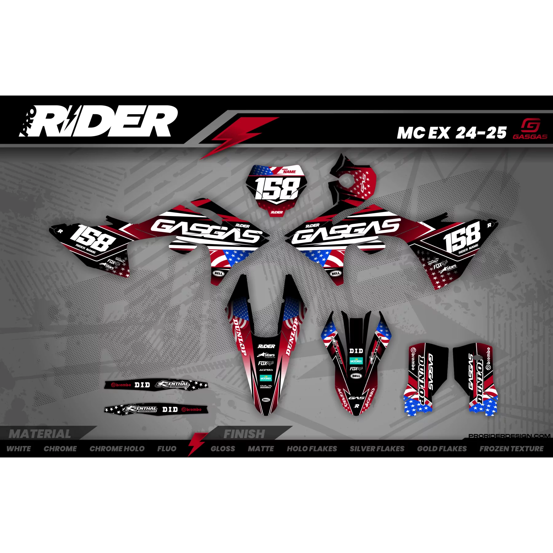Kit adesivos moto KIT ADESIVOS MOTOCROSS GASGAS US DRIVE